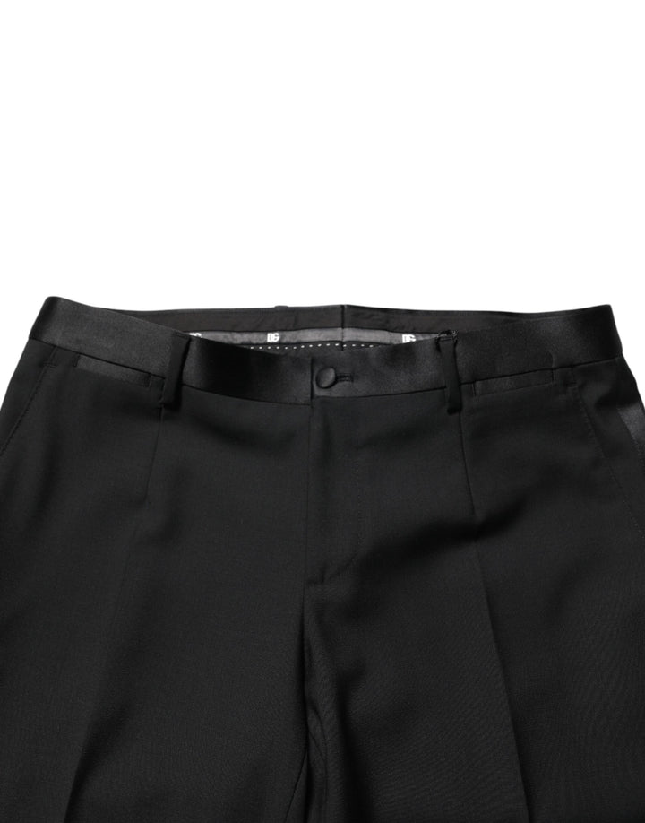 Dolce &amp; Gabbana Black Wool Formal Dress Men Trouser Pants