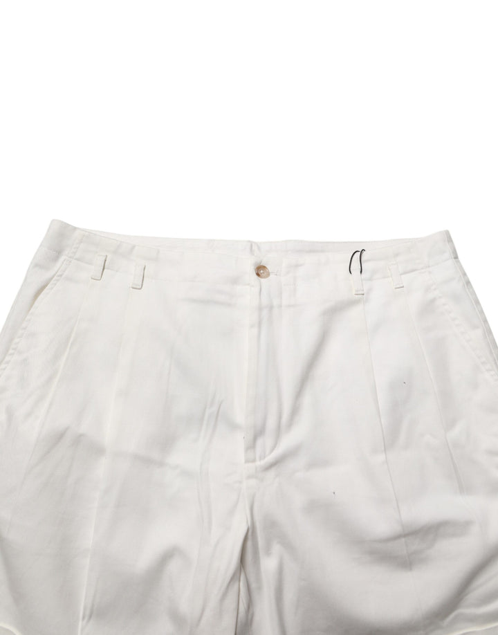 Dolce &amp; Gabbana White Cotton Mid Waist Men Bermuda Shorts