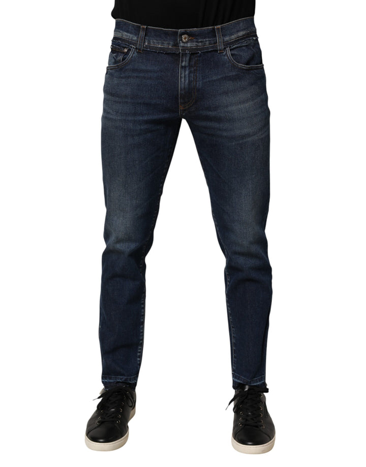 Dolce &amp; Gabbana Blue Cotton Stretch Skinny Men Denim Jeans
