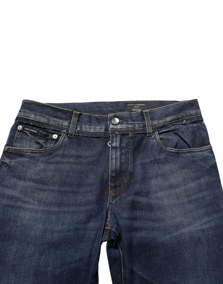 Dolce &amp; Gabbana Blue Cotton Stretch Skinny Men Denim Jeans
