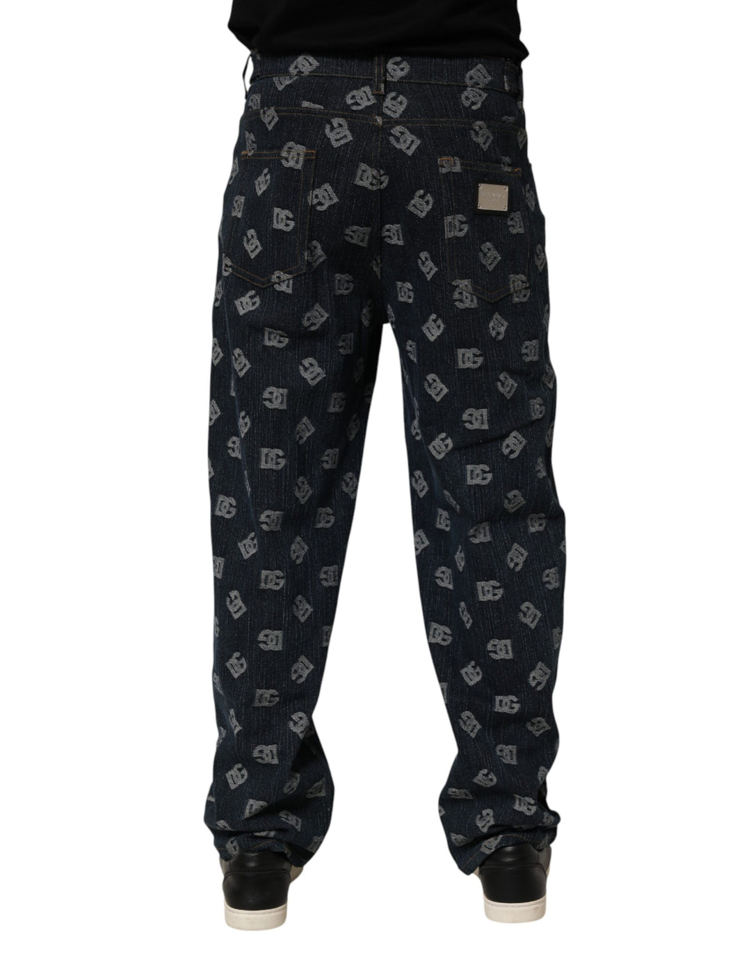 Dolce &amp; Gabbana Blue Logo Print Straight Denim Men Jeans
