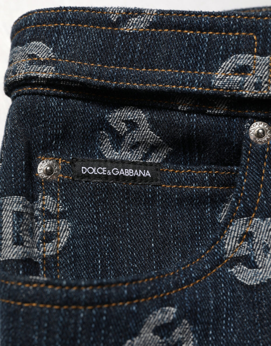 Dolce &amp; Gabbana Blue Logo Print Straight Denim Men Jeans