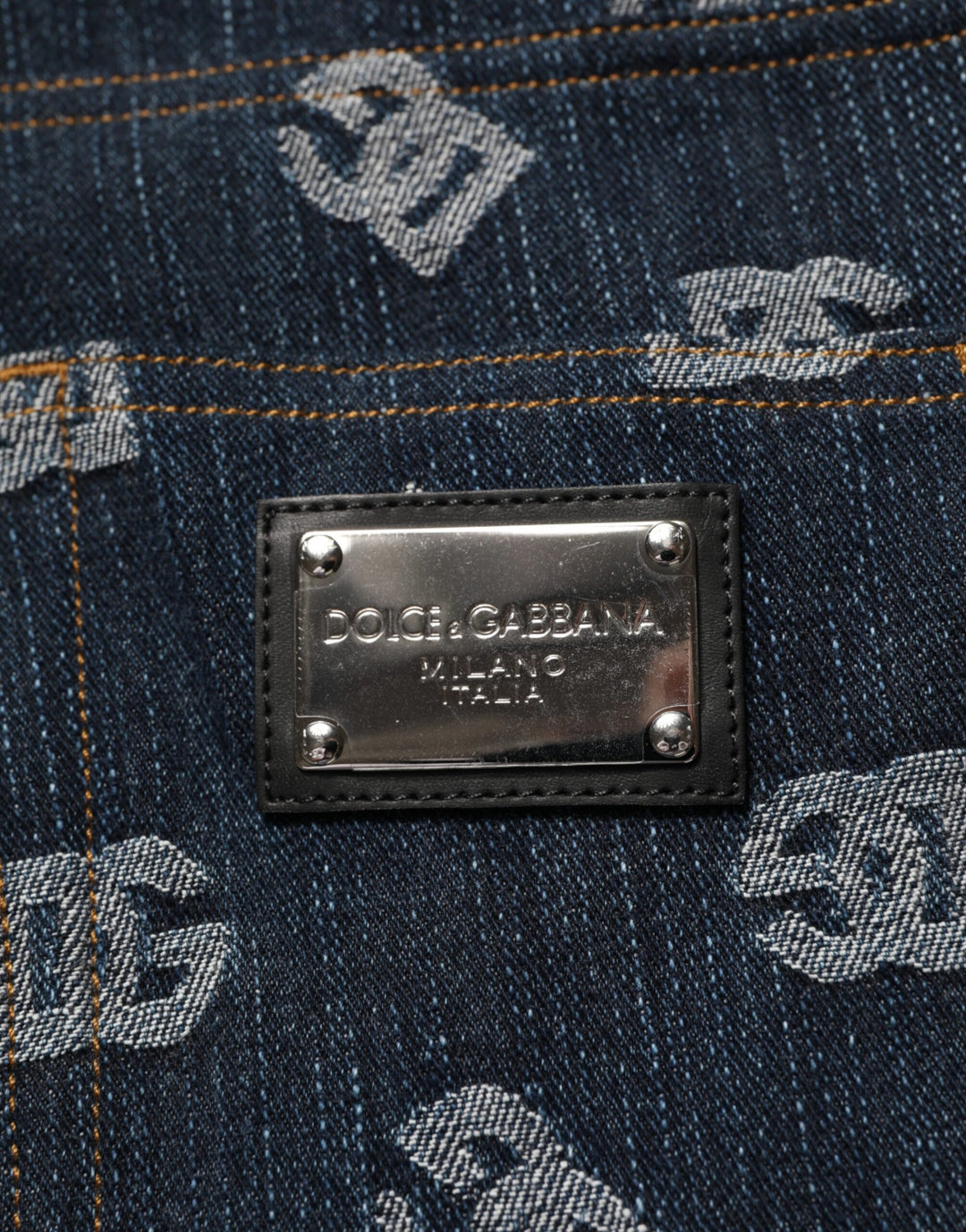 Dolce &amp; Gabbana Blue Logo Print Straight Denim Men Jeans