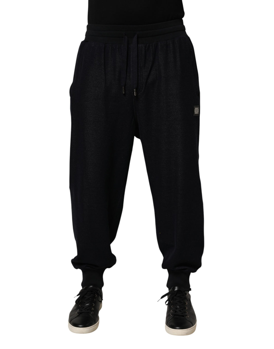 Dolce &amp; Gabbana Black Cotton Blend Drawstring Jogger Jogger Pants