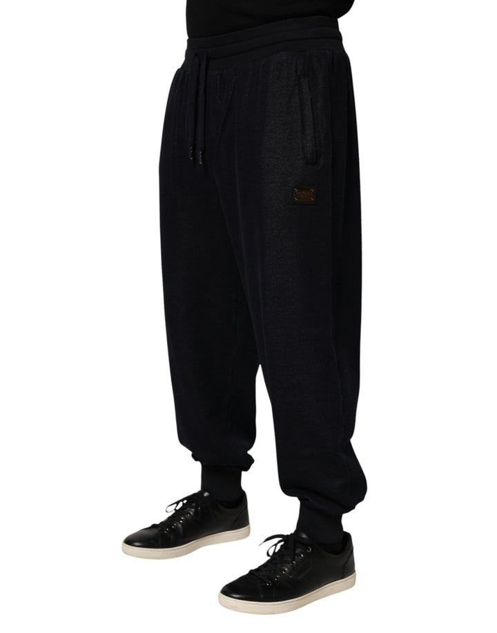 Dolce &amp; Gabbana Black Cotton Blend Drawstring Jogger Jogger Pants