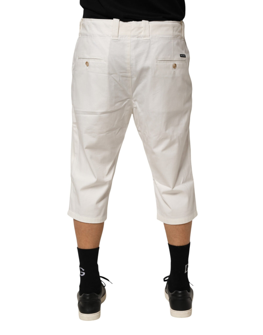 Dolce &amp; Gabbana White Cotton Stretch Cropped Trouser Pants