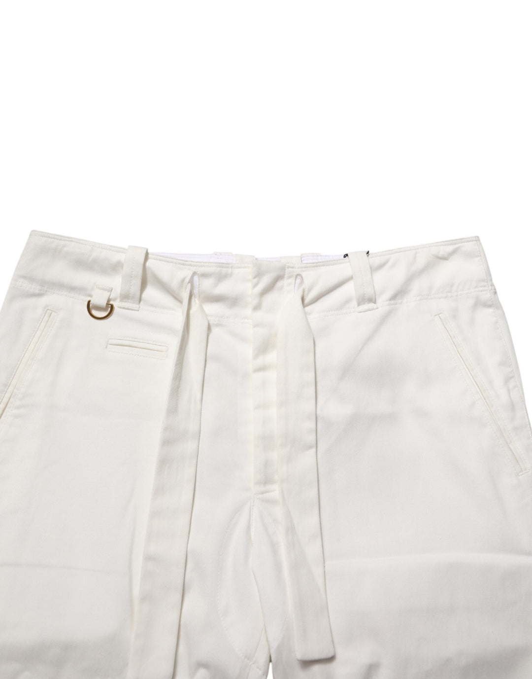 Dolce &amp; Gabbana White Cotton Stretch Cropped Trouser Pants