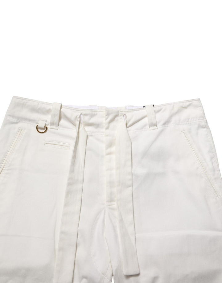 Dolce &amp; Gabbana White Cotton Stretch Cropped Trouser Pants