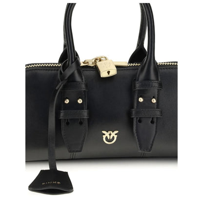 PINKO Black Calf Leather Bos Taurus Handbag
