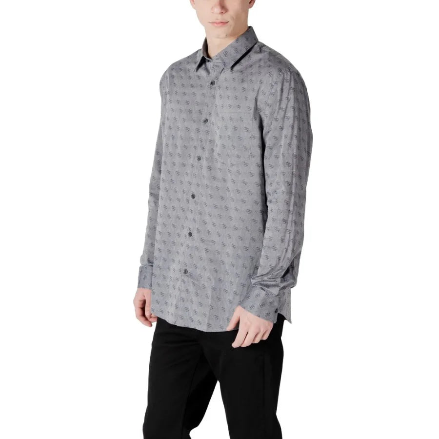 Guess Gray Cotton Dress Shirt
