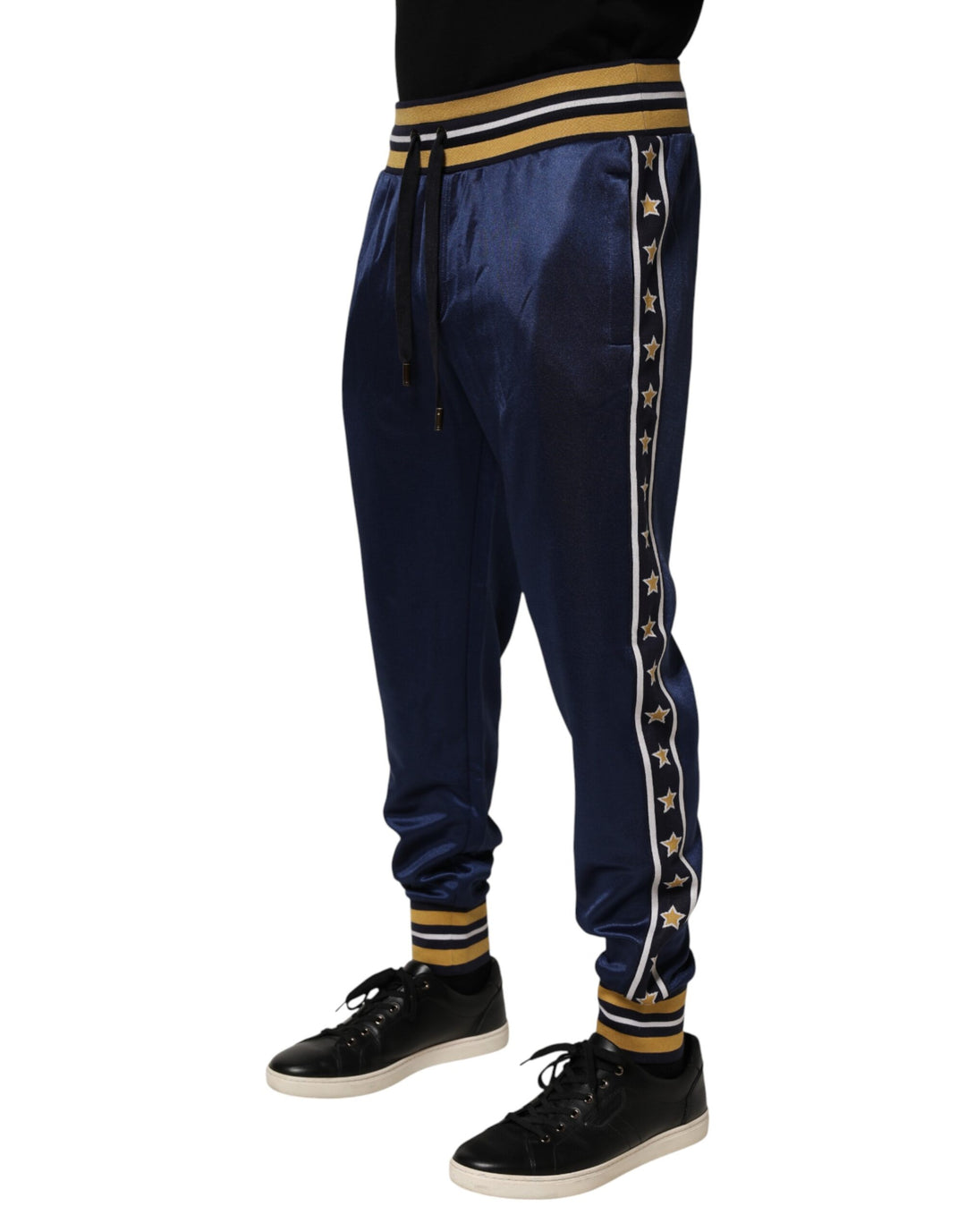 Dolce &amp; Gabbana Blue Nylon Jogger Mid Waist Trouser Pants