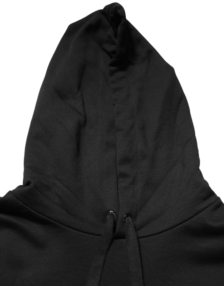 Dolce &amp; Gabbana Black Printed Hooded Men Sweatshirt Sweater