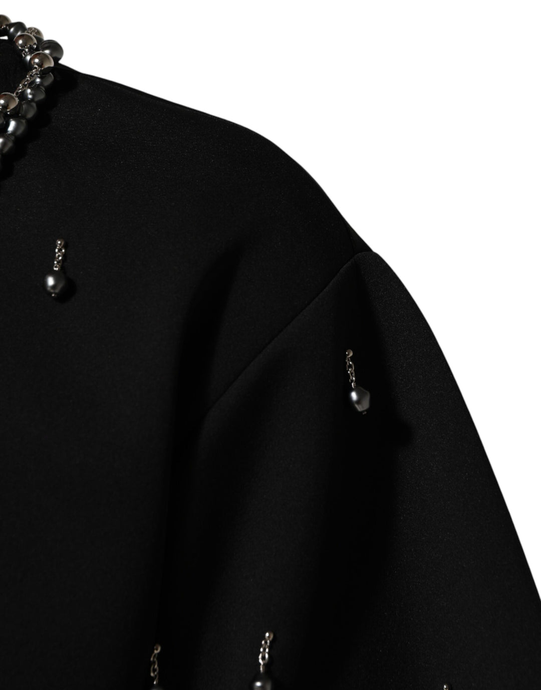 Dolce &amp; Gabbana Black Polyester Necklace Embellished T-shirt