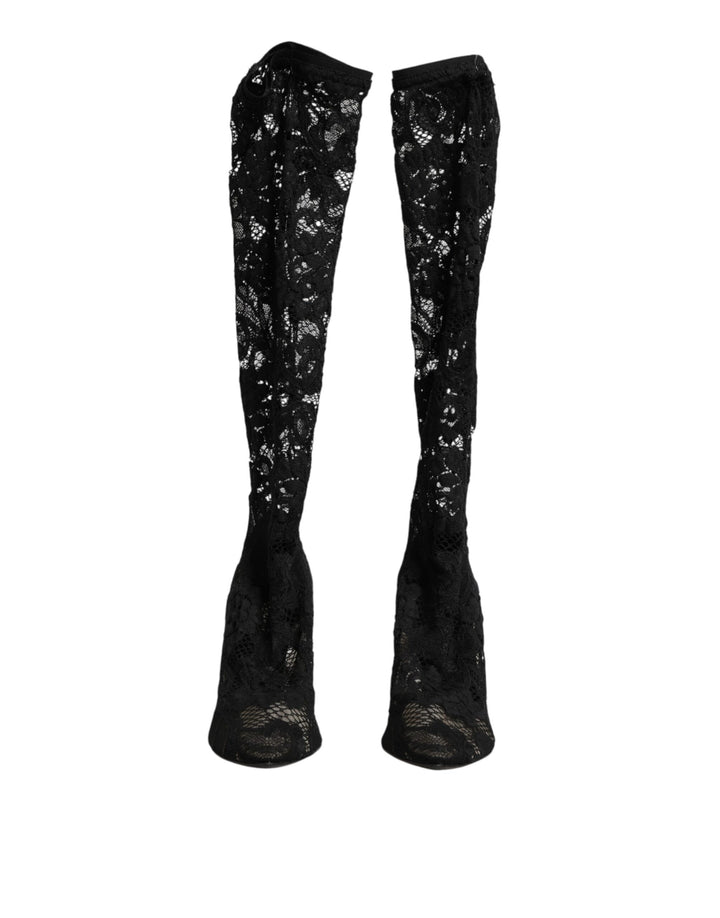 Dolce &amp; Gabbana Black Pumps Taormina Lace Socks Boots Shoes
