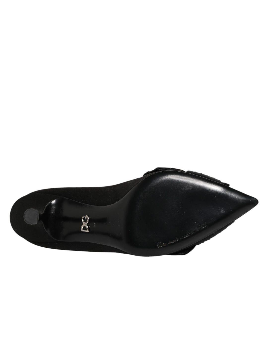 Dolce &amp; Gabbana Black Satin Bow Crystal Embellishment Pumps Shoes
