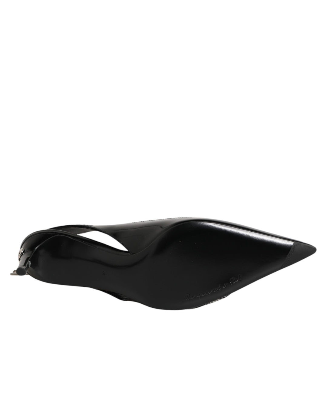 Dolce &amp; Gabbana Black Zipper Leather Heels Slingbacks Shoes