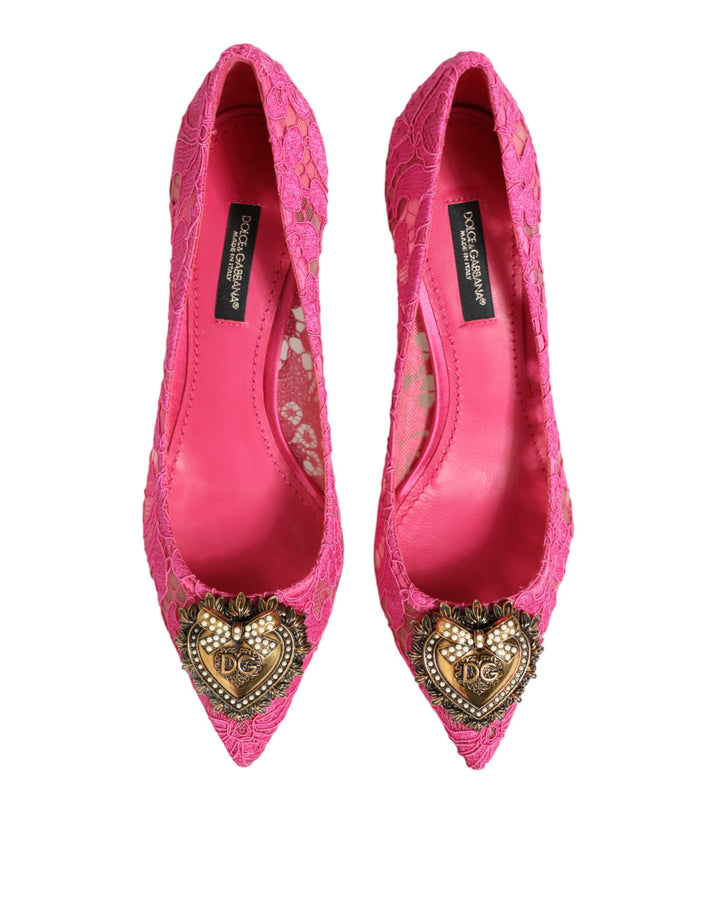 Dolce &amp; Gabbana Pink Taormina Lace DEVOTION Pumps Shoes