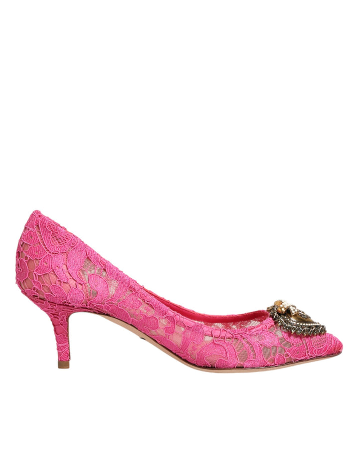 Dolce &amp; Gabbana Pink Taormina Lace DEVOTION Pumps Shoes
