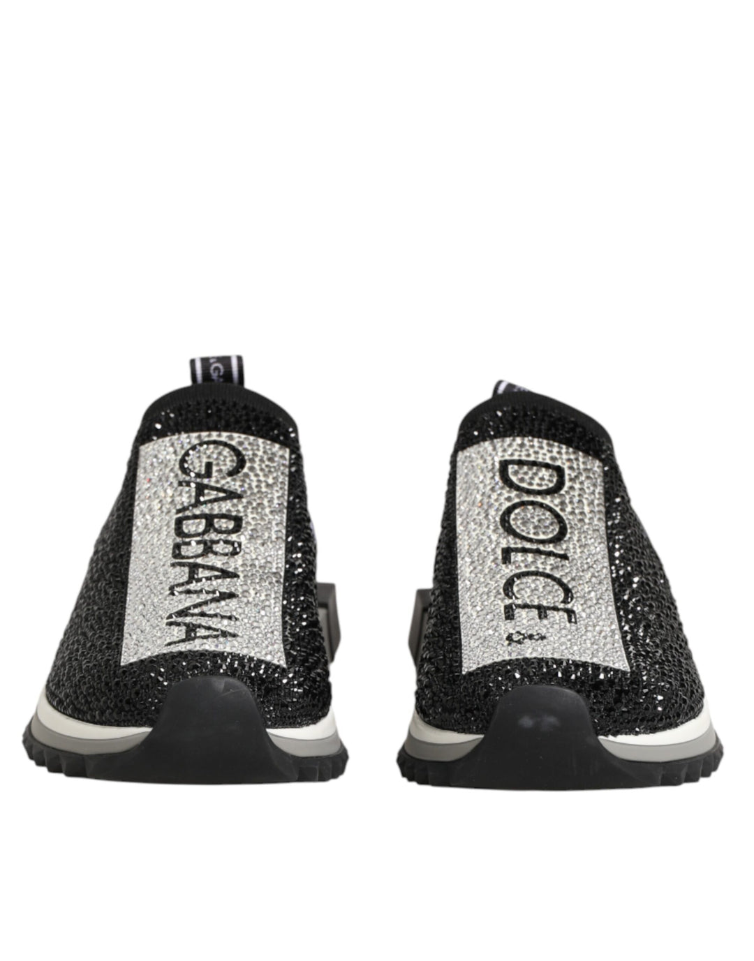 Dolce &amp; Gabbana Black Silver Slip On Sorrento Sneakers Shoes
