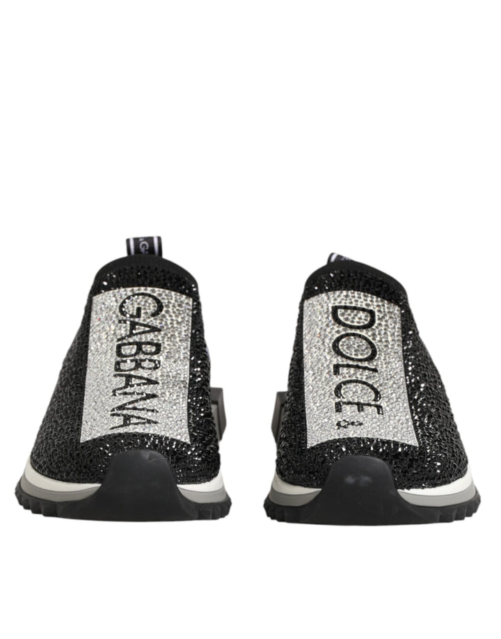 Dolce &amp; Gabbana Black Silver Slip On Sorrento Sneakers Shoes