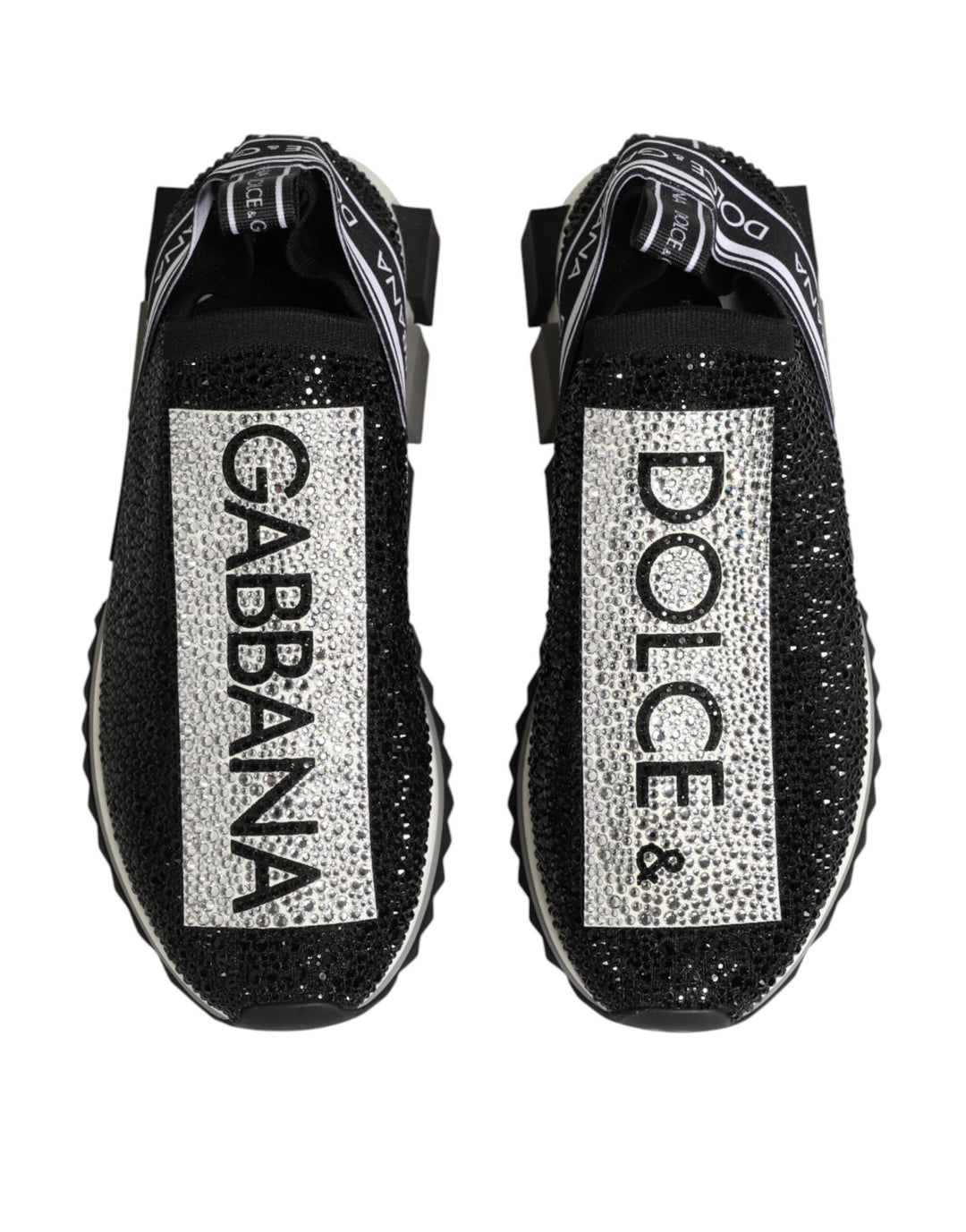 Dolce &amp; Gabbana Black Silver Slip On Sorrento Sneakers Shoes