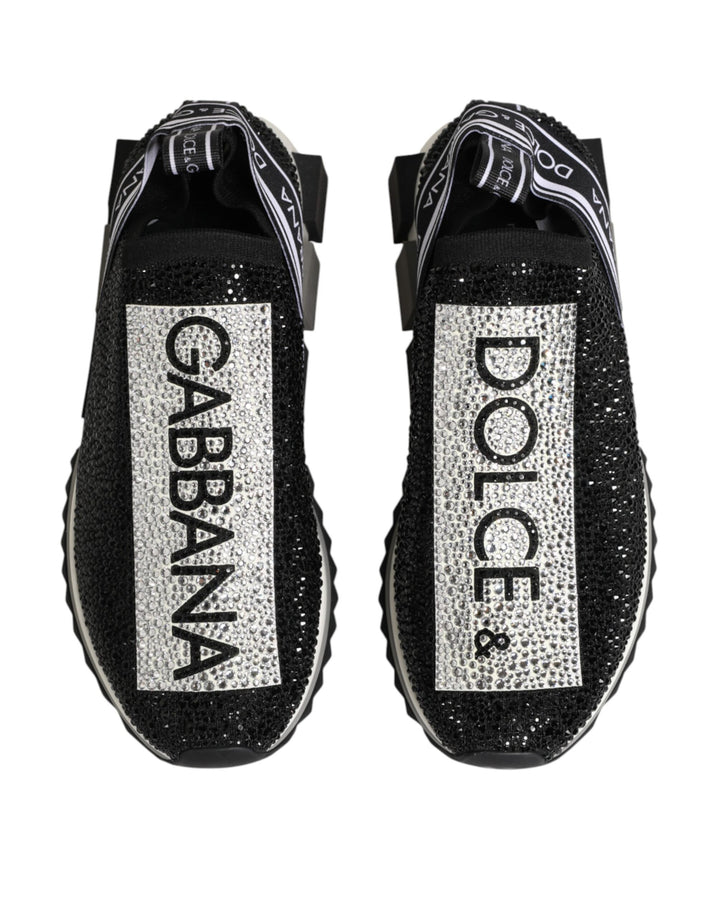 Dolce &amp; Gabbana Black Silver Slip On Sorrento Sneakers Shoes