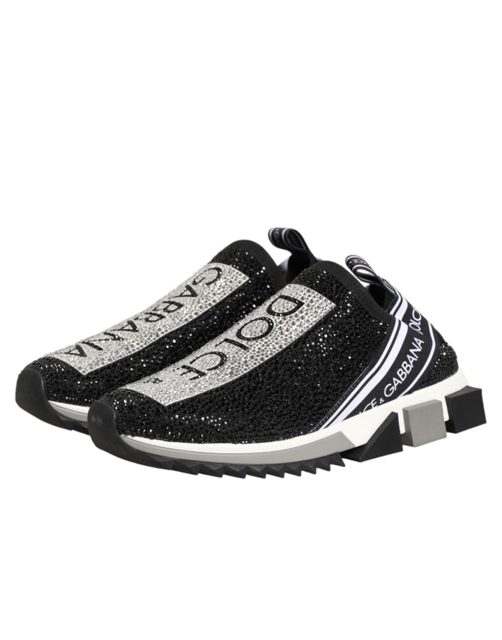 Dolce &amp; Gabbana Black Silver Slip On Sorrento Sneakers Shoes