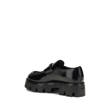 Prada Black Calf Leather Bos Taurus Platform Loafers