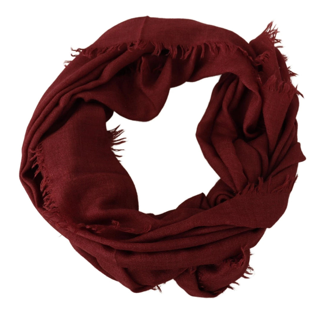 Dolce &amp; Gabbana Red DG Crown Cashmere Silk Shawl Fringe Wrap Scarf