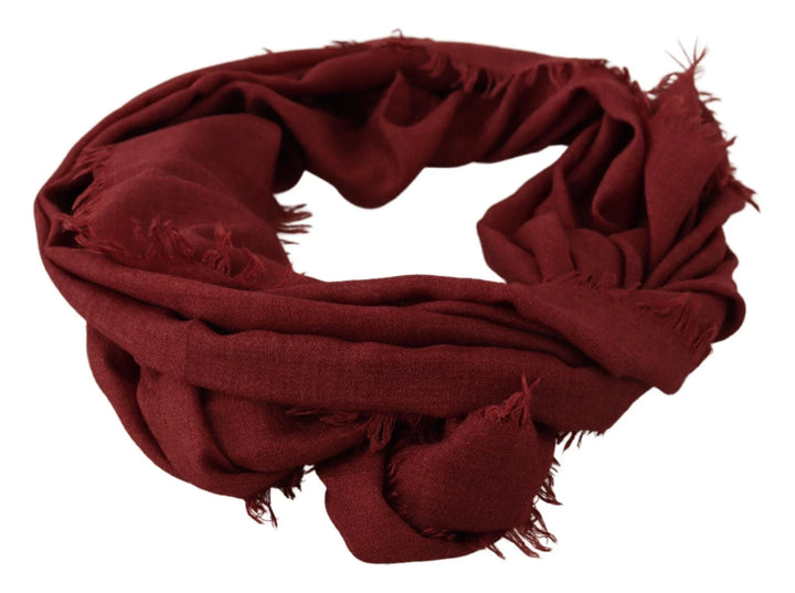 Dolce &amp; Gabbana Red DG Crown Cashmere Silk Shawl Fringe Wrap Scarf