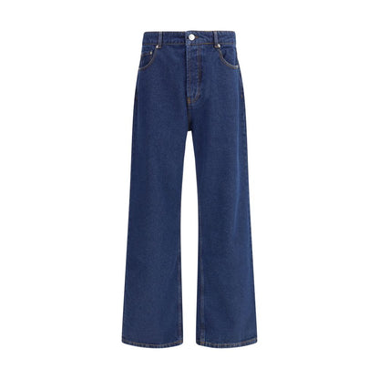 Ami Paris Blue Cotton Straight-Leg Jeans