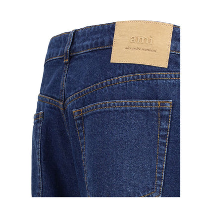 Ami Paris Blue Cotton Straight-Leg Jeans