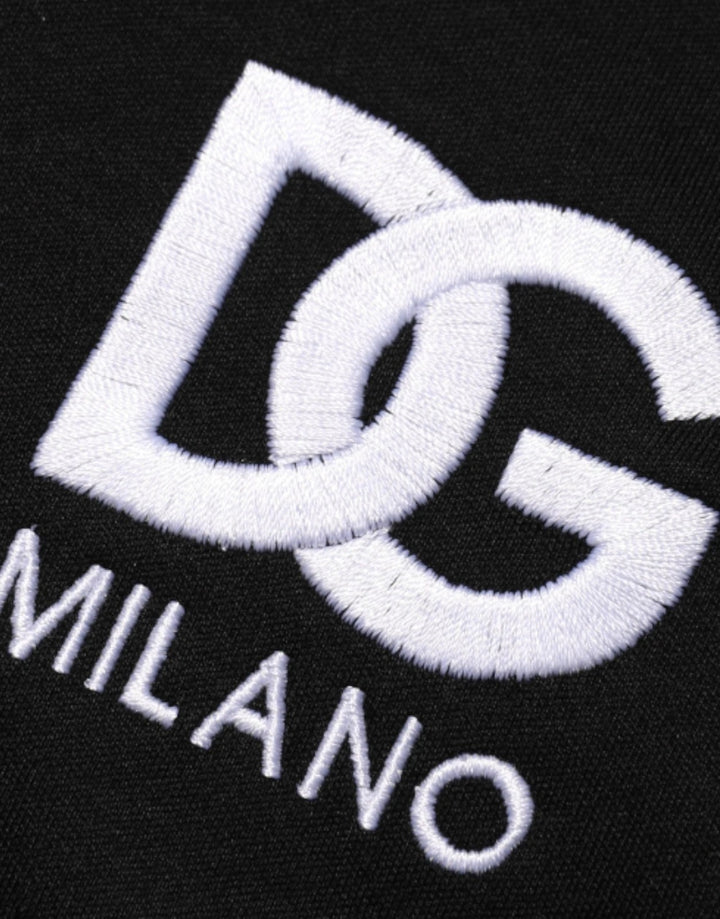 Dolce &amp; Gabbana Black Cotton DG Logo Embroidery Top  T-shirt