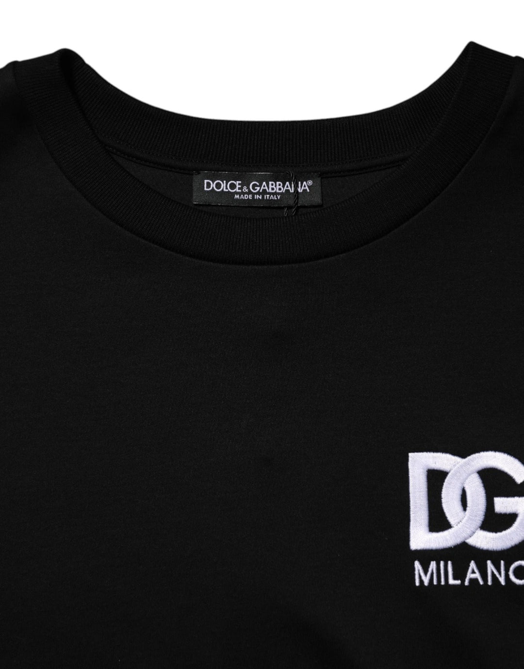 Dolce &amp; Gabbana Black Cotton DG Logo Embroidery Top  T-shirt