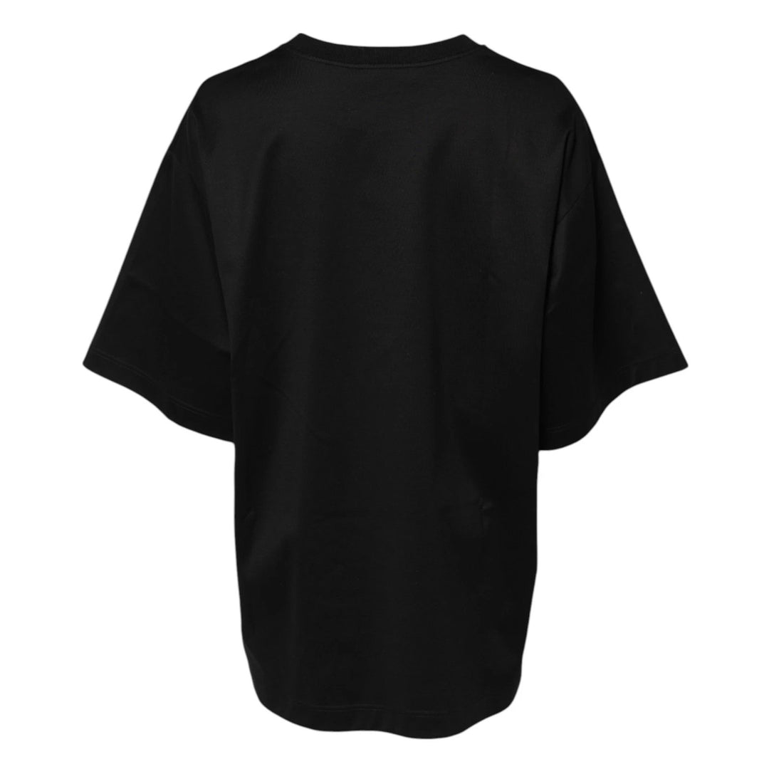 Dolce &amp; Gabbana Black Cotton DG Logo Embroidery Top  T-shirt