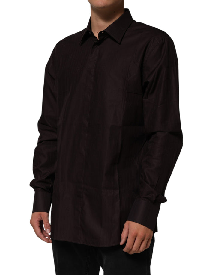 Dolce &amp; Gabbana Brown Cotton LongSleeve MARTINI Dress  Shirt