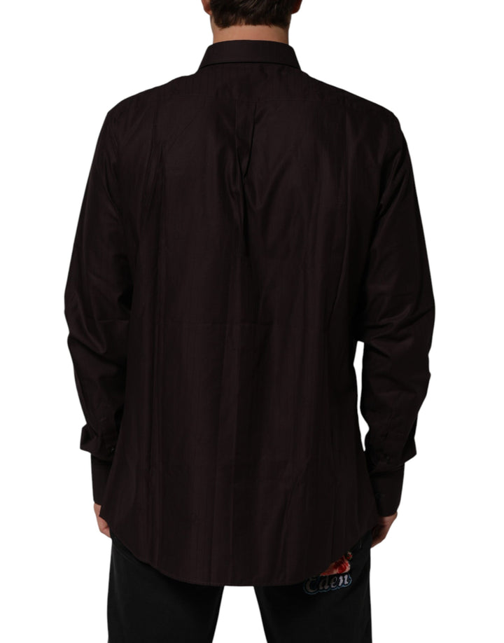 Dolce &amp; Gabbana Brown Cotton LongSleeve MARTINI Dress  Shirt
