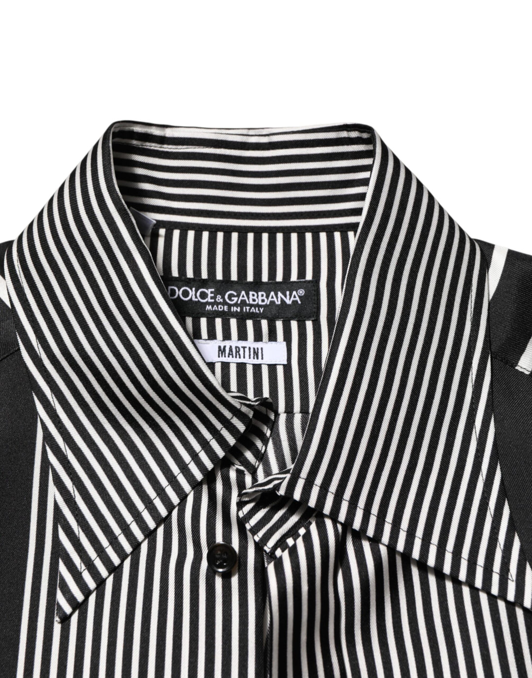Dolce &amp; Gabbana Black White Stripes Men MARTINI Dress Shirt