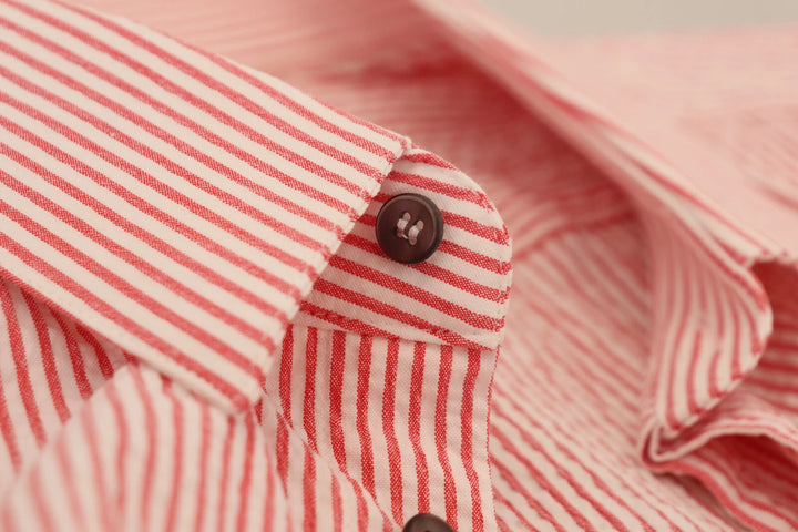Dolce &amp; Gabbana Red White Striped Cotton Short Sleeve Shirt