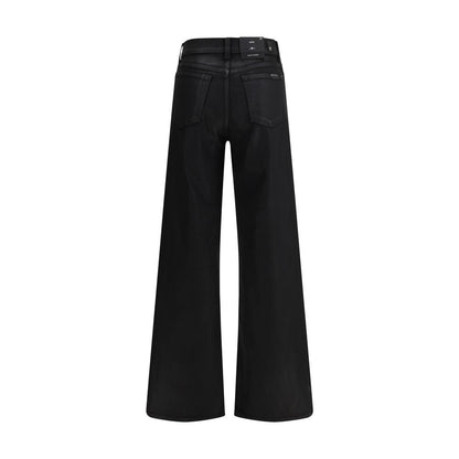 7FOR Black Cotton Flared Jeans
