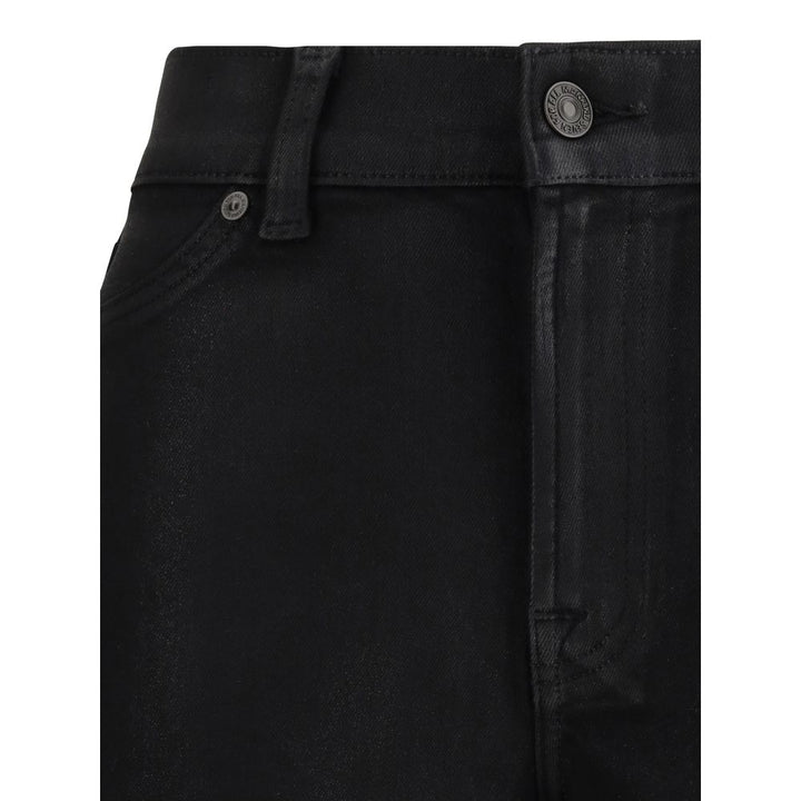 7FOR Black Cotton Flared Jeans