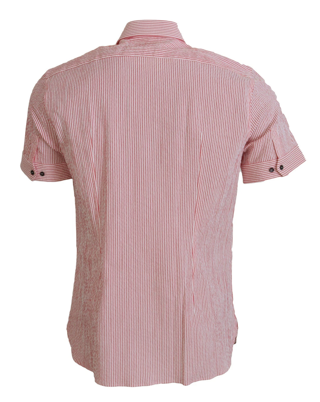 Dolce &amp; Gabbana Red White Striped Cotton Short Sleeve Shirt