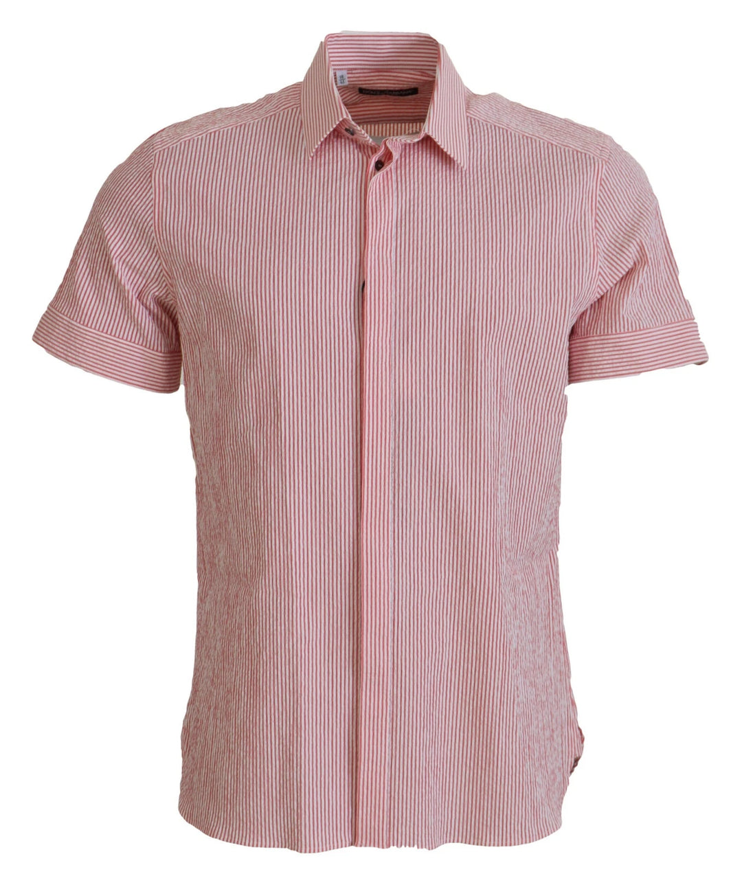 Dolce &amp; Gabbana Red White Striped Cotton Short Sleeve Shirt