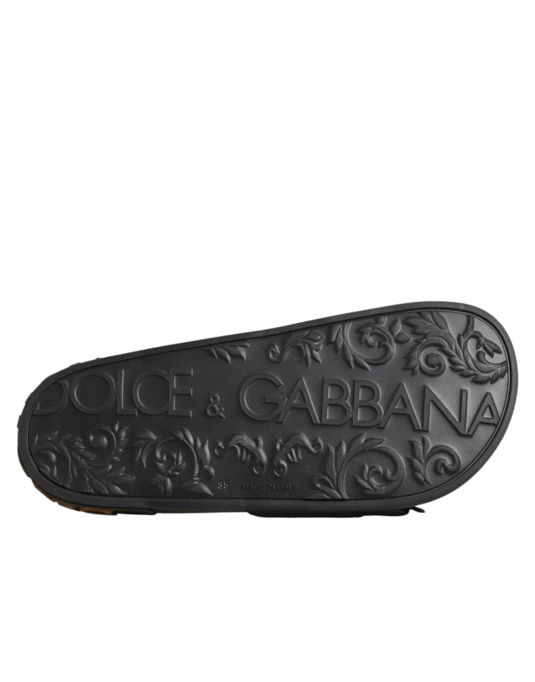 Dolce &amp; Gabbana Black Devotion Matelassé Leather Slides Shoes