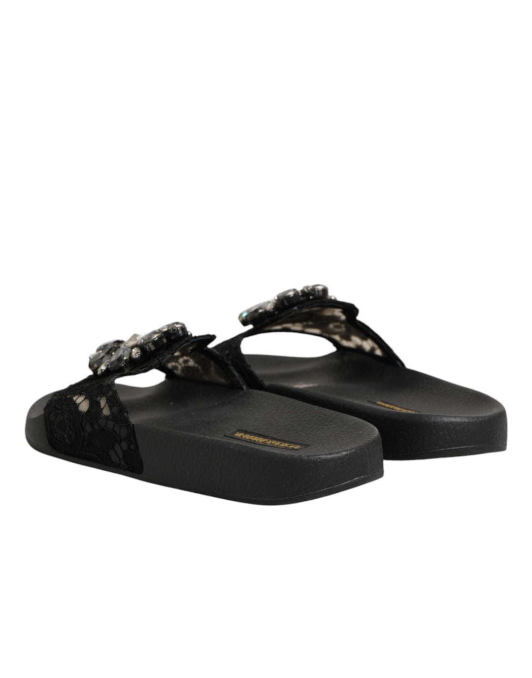 Dolce &amp; Gabbana Black Devotion Matelassé Leather Slides Shoes