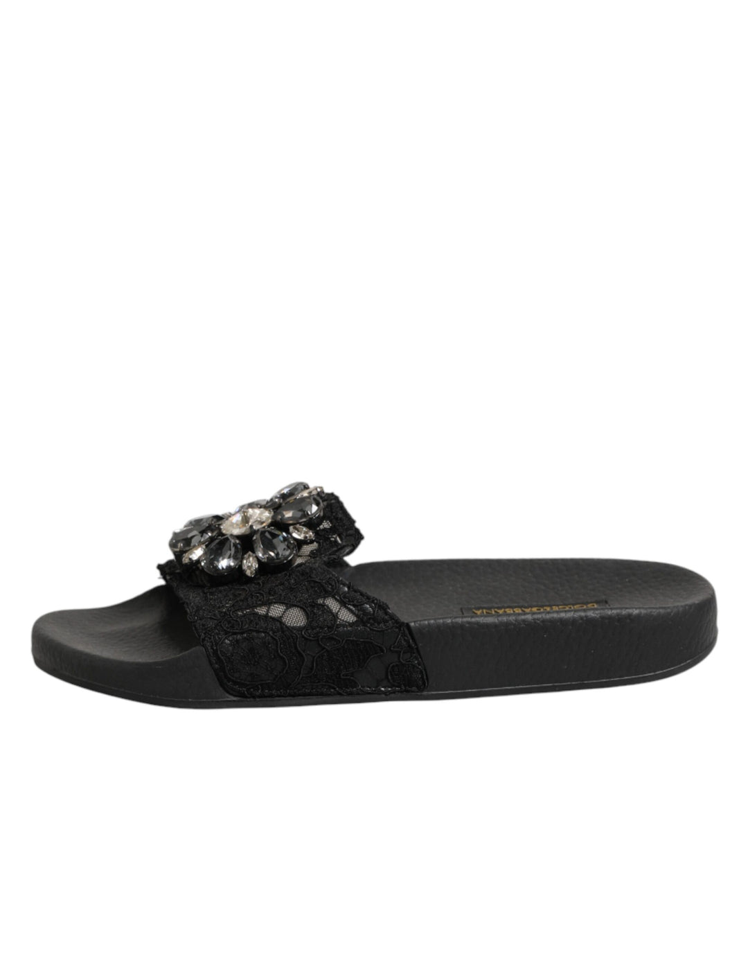 Dolce &amp; Gabbana Black Devotion Matelassé Leather Slides Shoes