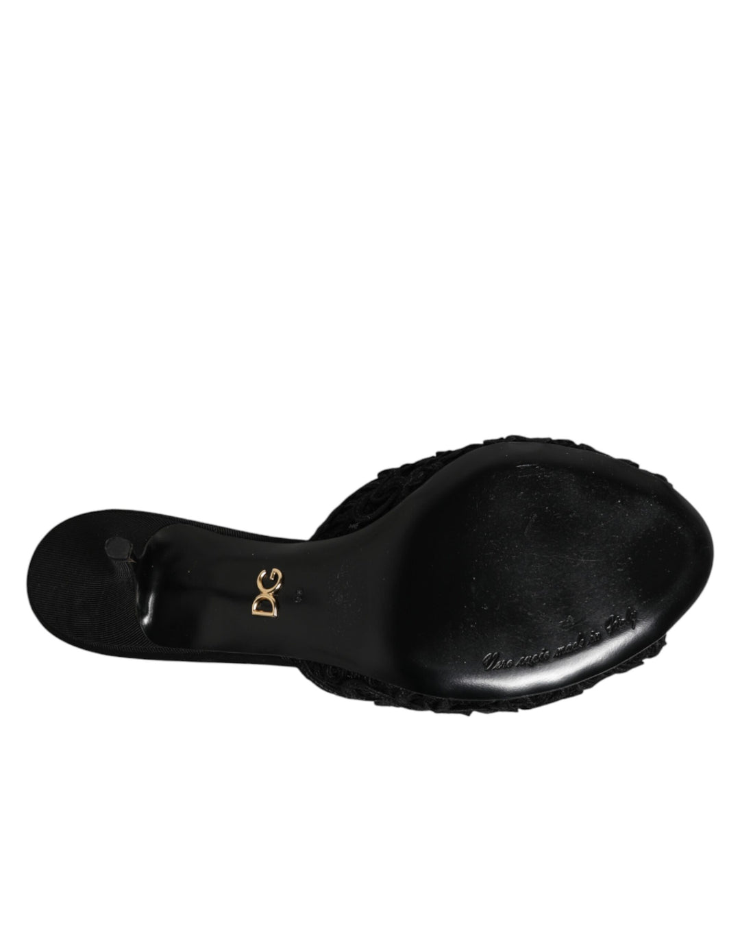 Dolce &amp; Gabbana Black Embroidered Slip On Heels Slides Shoes