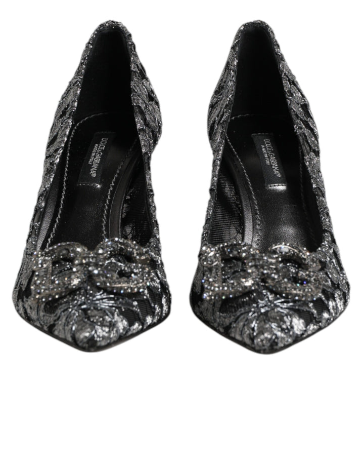 Dolce &amp; Gabbana Silver Lace DG Amore Heels Pumps Shoes