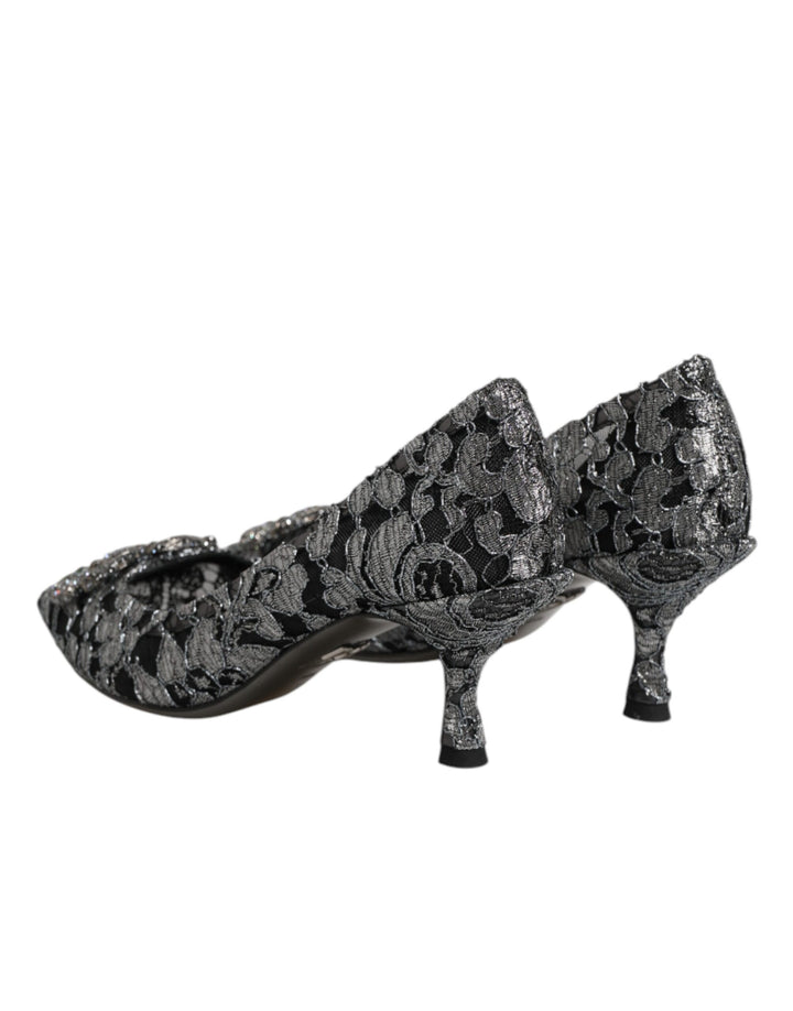 Dolce &amp; Gabbana Silver Lace DG Amore Heels Pumps Shoes
