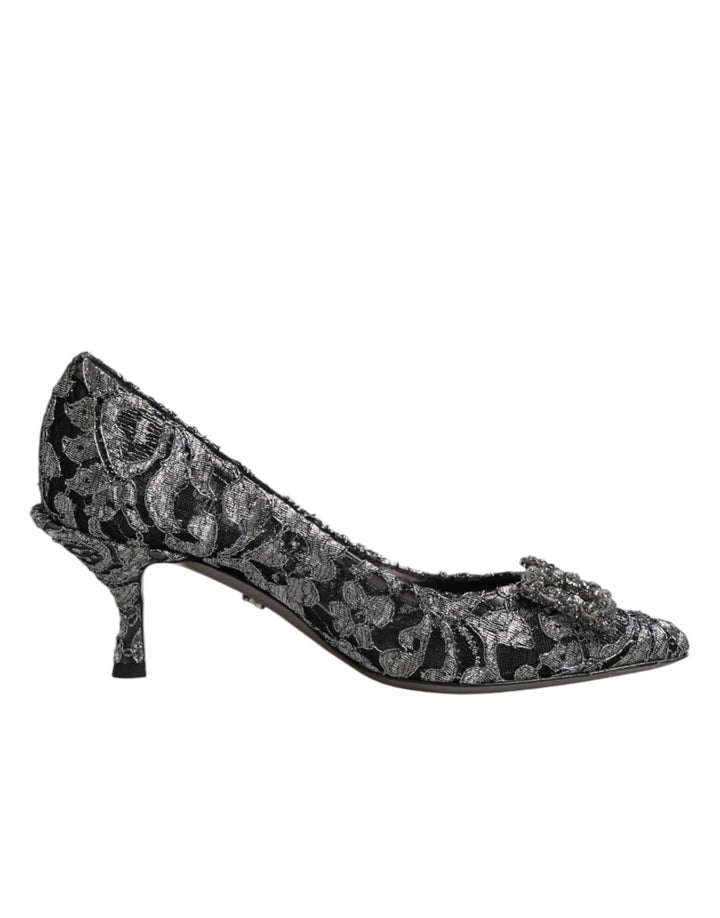 Dolce &amp; Gabbana Silver Lace DG Amore Heels Pumps Shoes